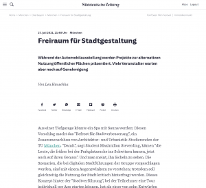 20210727 - sueddeutsche - FreiRAUM-Viertel - Freiraum für Stadtgestaltung -Screenshot